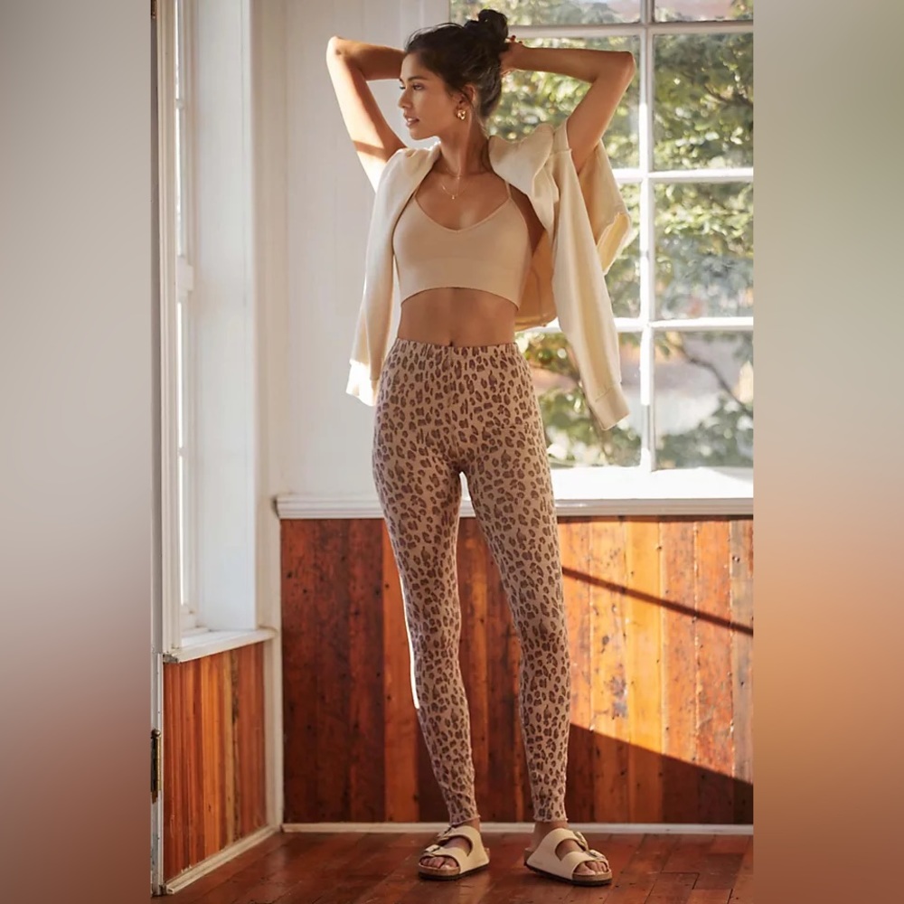 Anthropologie Leopard Waffle Leggings